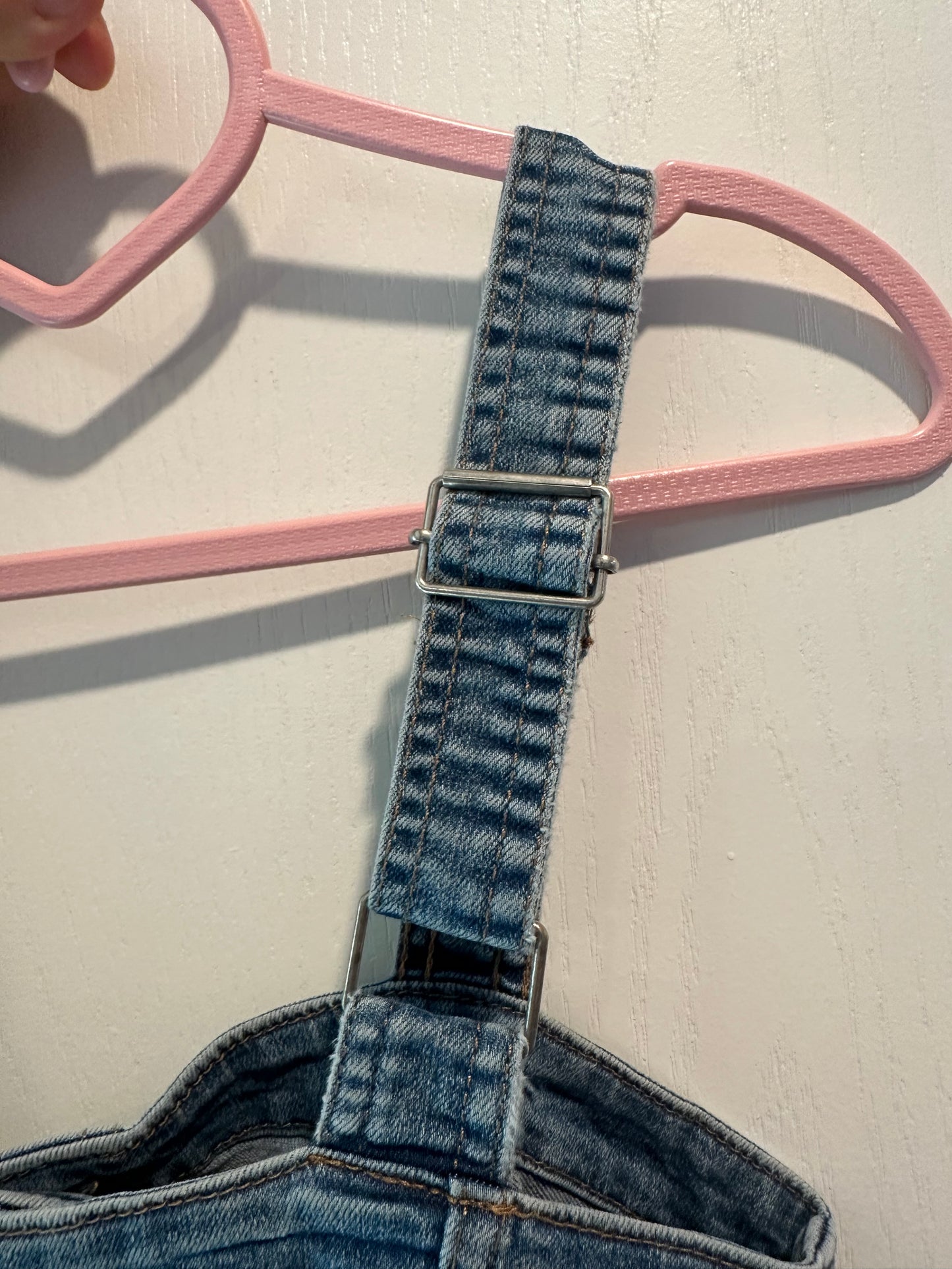 H&M Blue Y2K Stretch Denim Square Neck Sleeveless Button Mini Denim Overalls Jumper Jean Dress SIZE 4