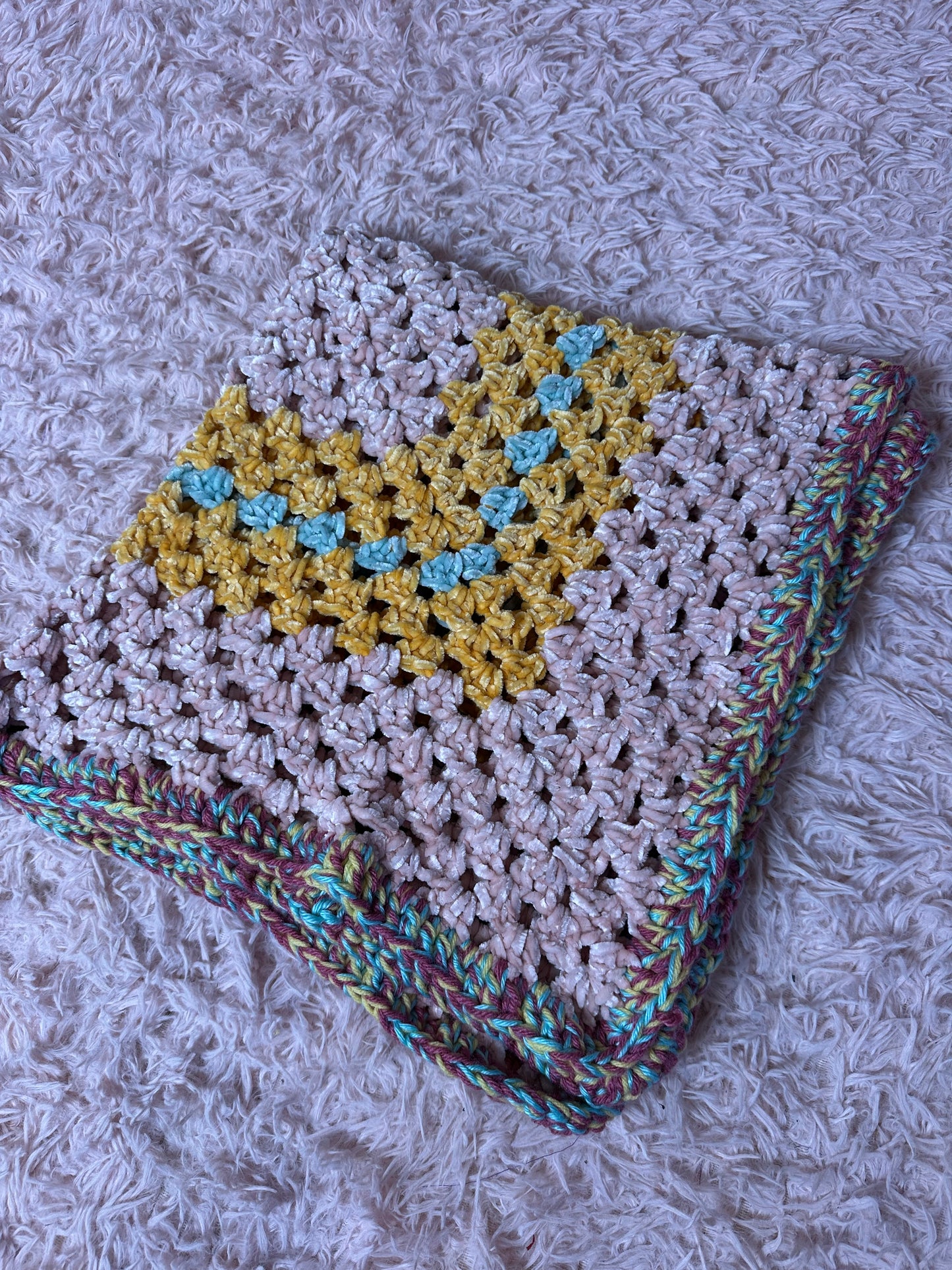 Handmade crochet multicolor blanket