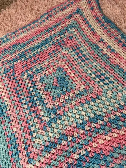 Handmade crocheted square blanket
