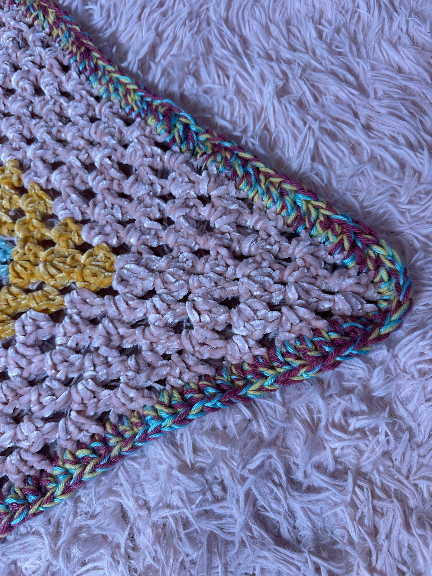 Handmade crochet multicolor blanket