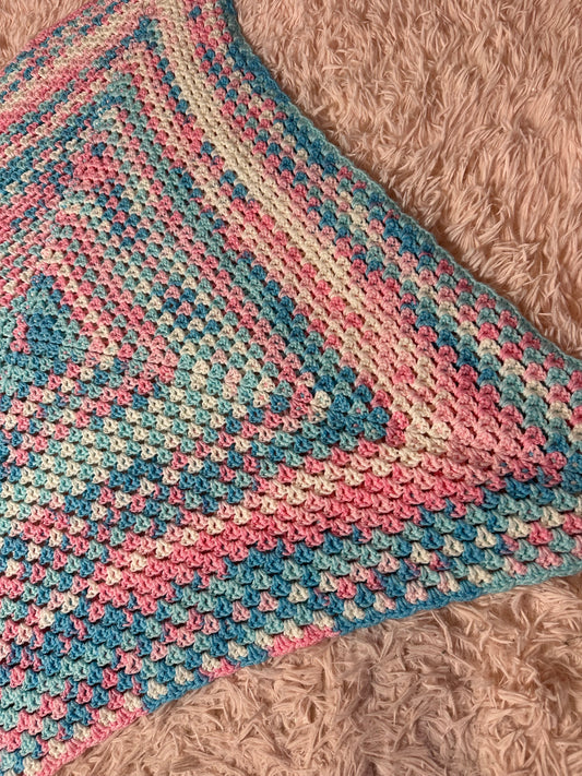 Handmade crocheted square blanket