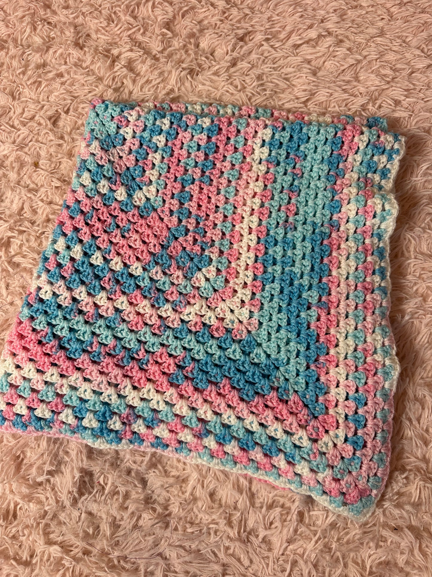 Handmade crocheted square blanket