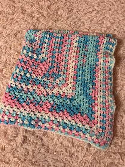 Handmade crocheted square blanket