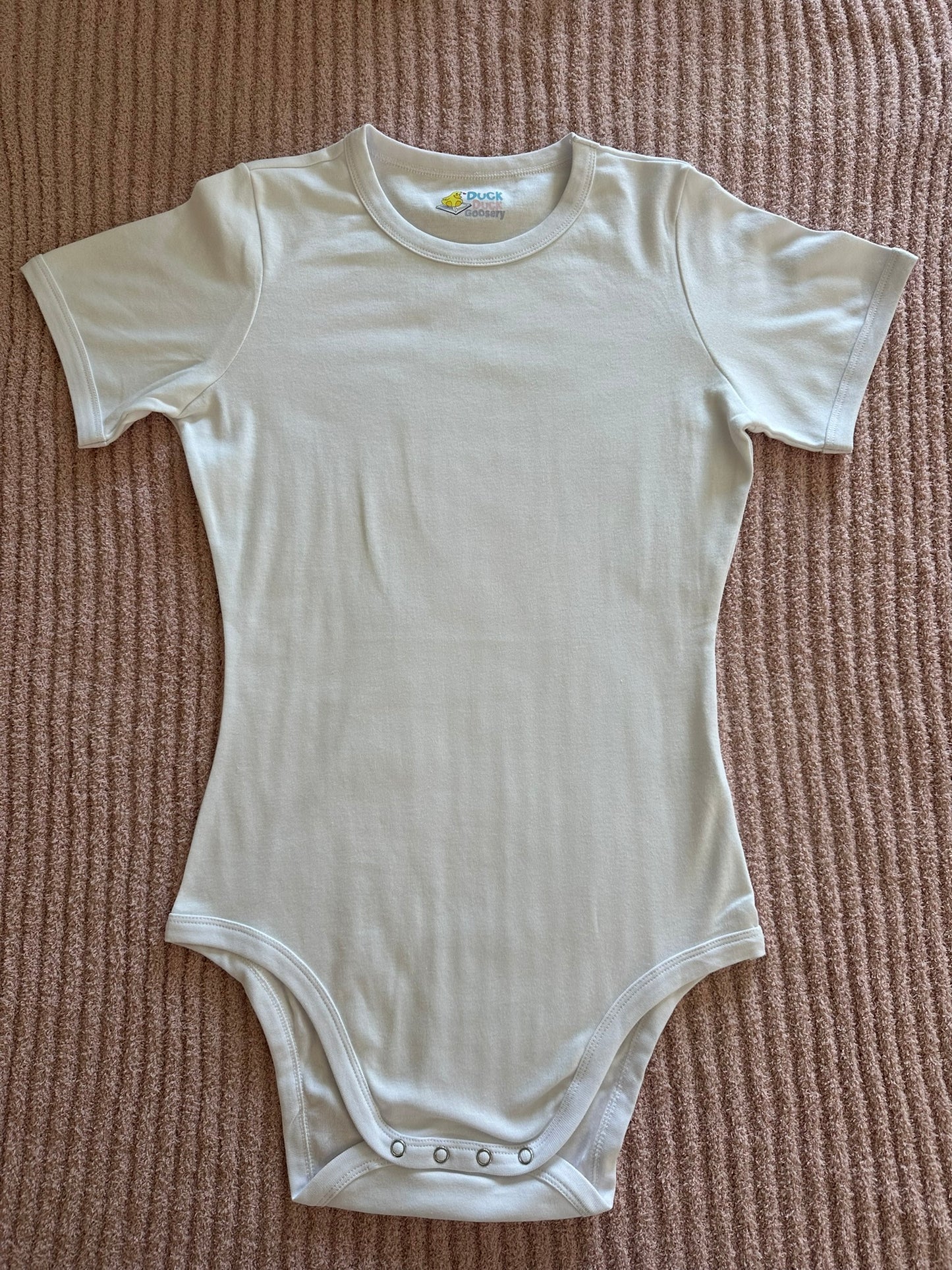 Plain White 100% Double Knit Cotton Adult Bodysuit!