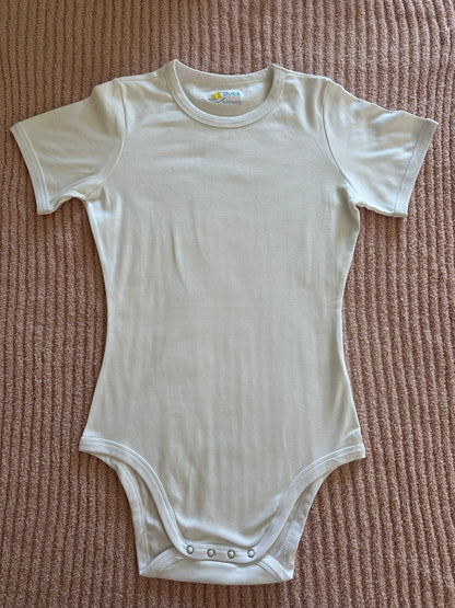Plain White 100% Double Knit Cotton Adult Bodysuit!