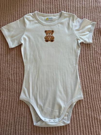 TEDDY BEAR Plain White 100% Double Knit Cotton Adult Bodysuit!