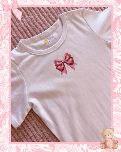 PINK BOW Plain White 100% Double Knit Cotton Adult Bodysuit!