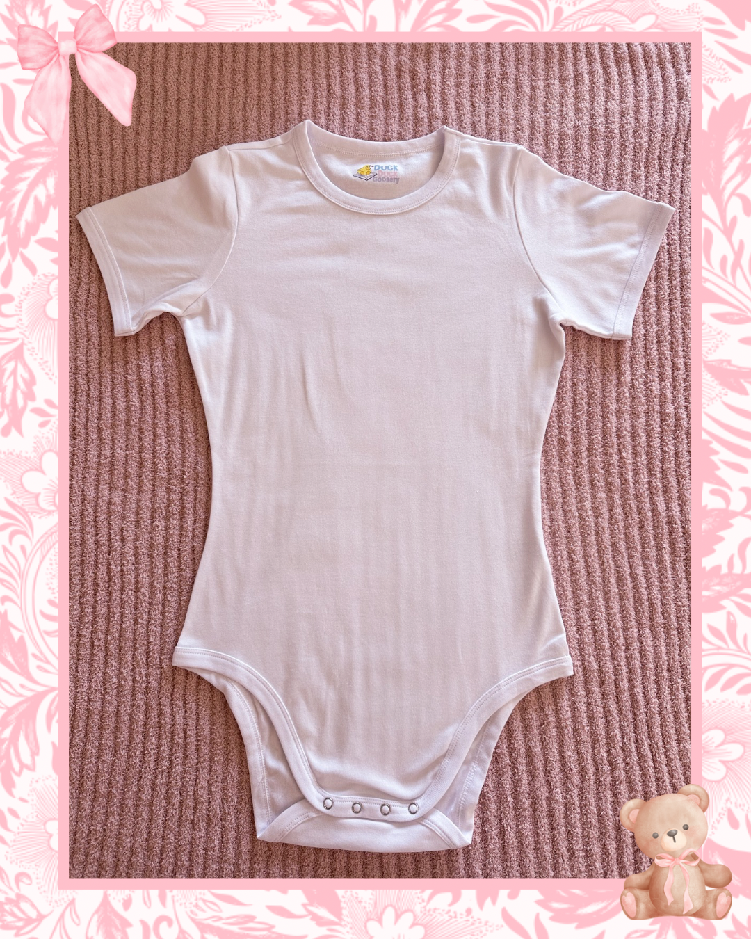 Plain White 100% Double Knit Cotton Adult Bodysuit!